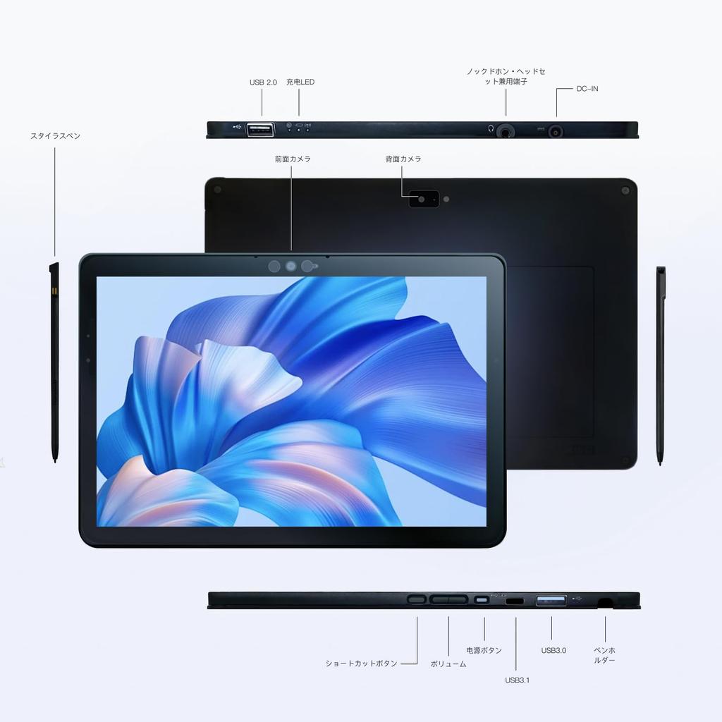 Fujitsu ARROWS Tab V727 Tablet Angle WUXGA Lightweight and Thin Notebook Office 2021 Intel Core 7th 128GB Windows 11 USB SIM Compatible [Refurbished]