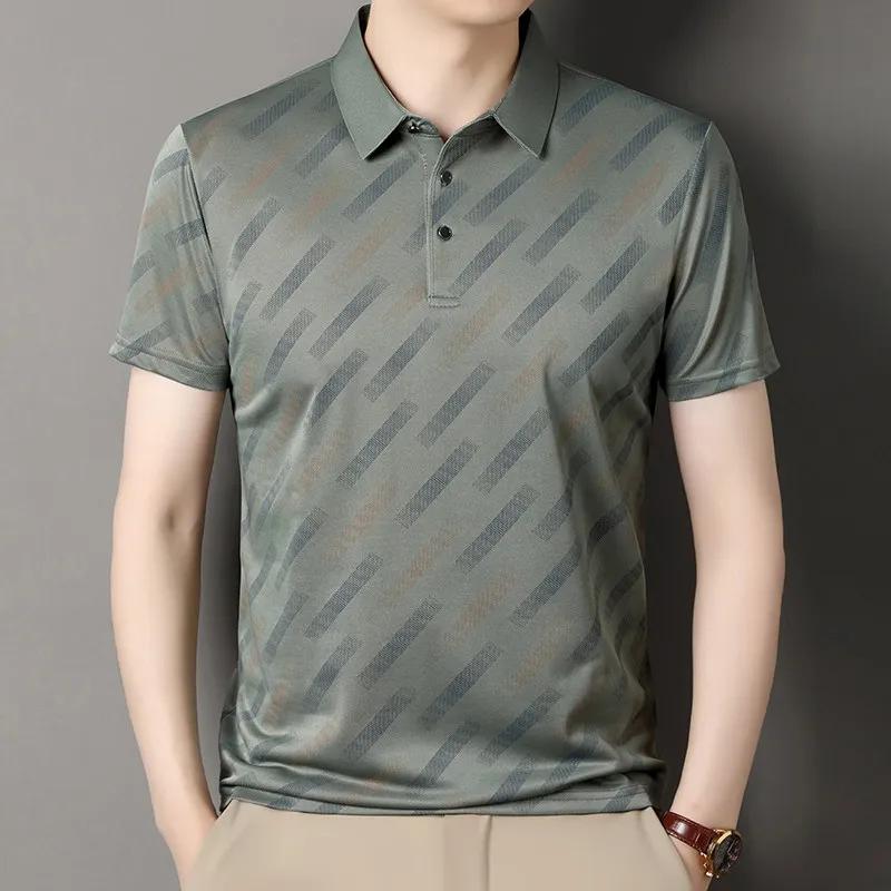 New Men's Business Casual Short Sleeved Printed Polo Shirt Fashionable Breathable Comfortable and Versatile Top
