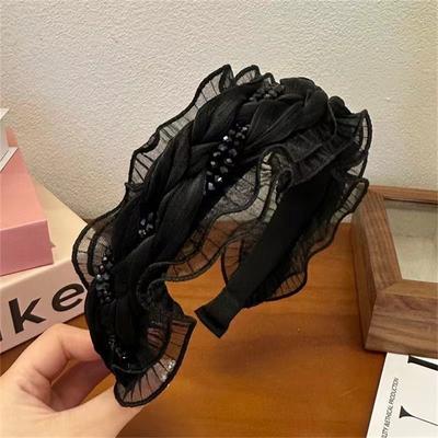 Neue koreanische Mode Personalisierter Kristall Damen-Haarreif Schwarzes Netz Süß Einfach Vielseitige Kopfbedeckung Haar-Accessoires