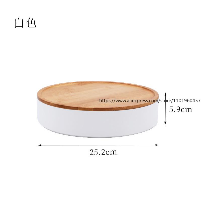 Moderne und schlichte Aufbewahrungsbox für Süßigkeiten mit Bambusabdeckung, Obstschale, Aufbewahrungsbox für Trockenfrüchte und Melonensamen