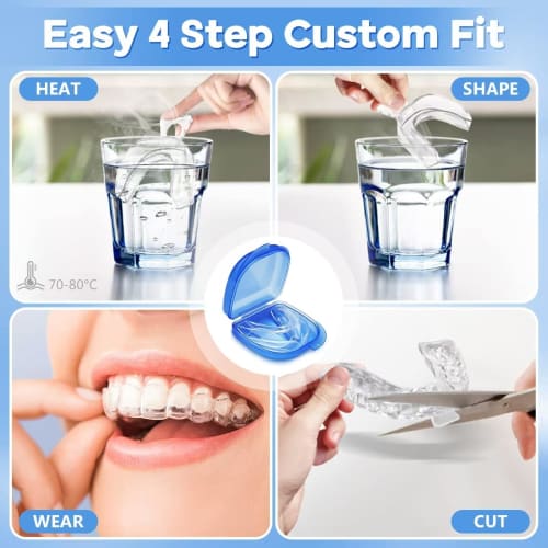 Custom Tray Whitening Kit with 4 Bruxism Mouthguards, Plastic Guards, and Storage Box