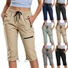Damen Capri-Hosen mit Taschen Lockerer Schnitt Lässige Sportliche Capri-Hosen Leichte Taille mit Kordelzug Cargo-Capris zum Wandern