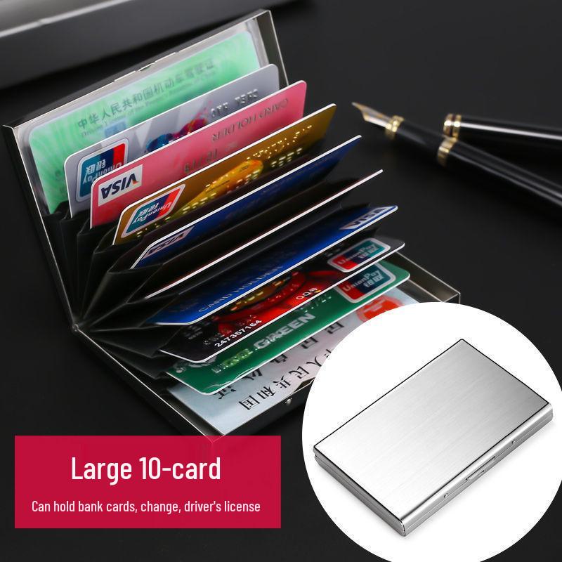 Stainless Steel Anti-Demagnetization Card Holder & Album for Men and Women - Includes Driver's License & Card Slots