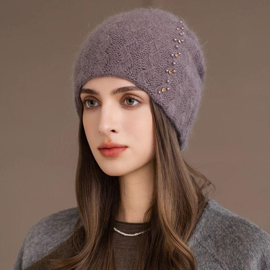 New Style Winter Women Hat Decorate Beanie Hat Rabbit Fur Blend Warm Winter Cap Y2K Female Casual Streetwear Knitted Hat