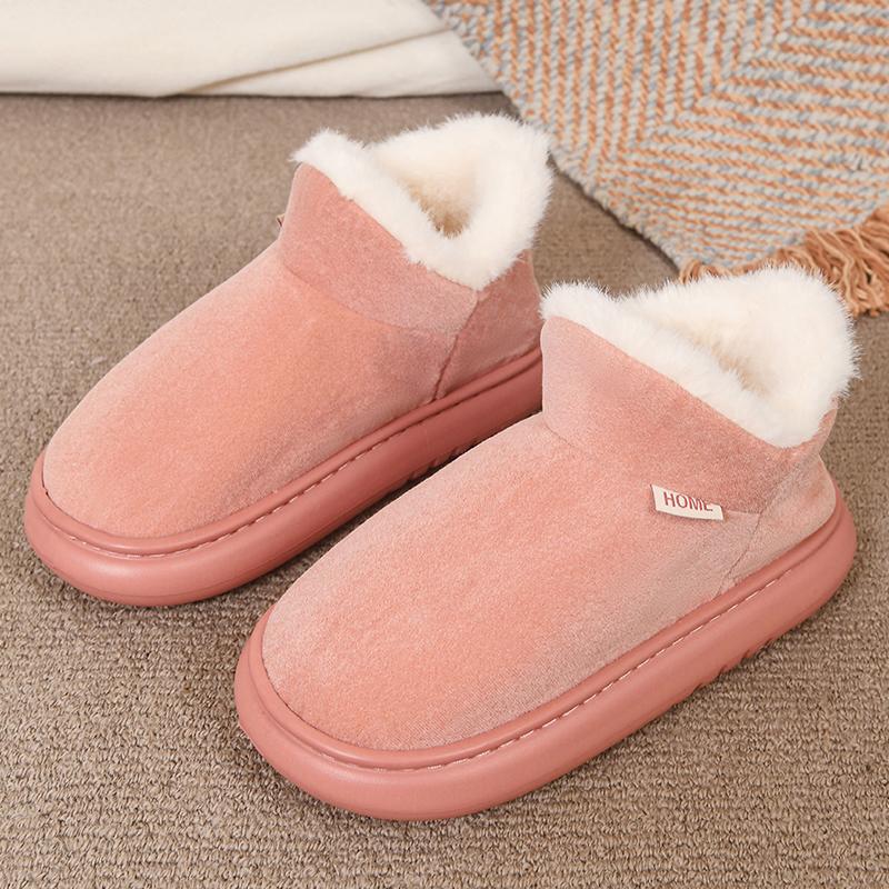 

Модные зимние плюшевые ботинки для снега для женщин 2025, теплые ботинки на платформе, на хлопковой подкладке, женские удобные ботинки на мягкой подошве, пушистые ботильоны 40-41 розовый