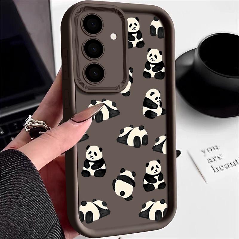 Für Smausng S25 S24 S22 Ultra Plus S23 S21 S20 Fe A55 A54 A53 A52 A35 A34 A15 5g Pandas-Muster Stoßfester Objektivschutz Silikon Soft Case Cover