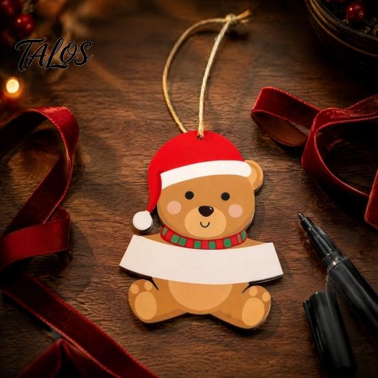 Reusable Festive Tree Accessories Christmas Wooden Ornament, Cute Bear Gingerbread Gnome Cat Dog Family Keepsake Gift Ideas Hanging Decorations