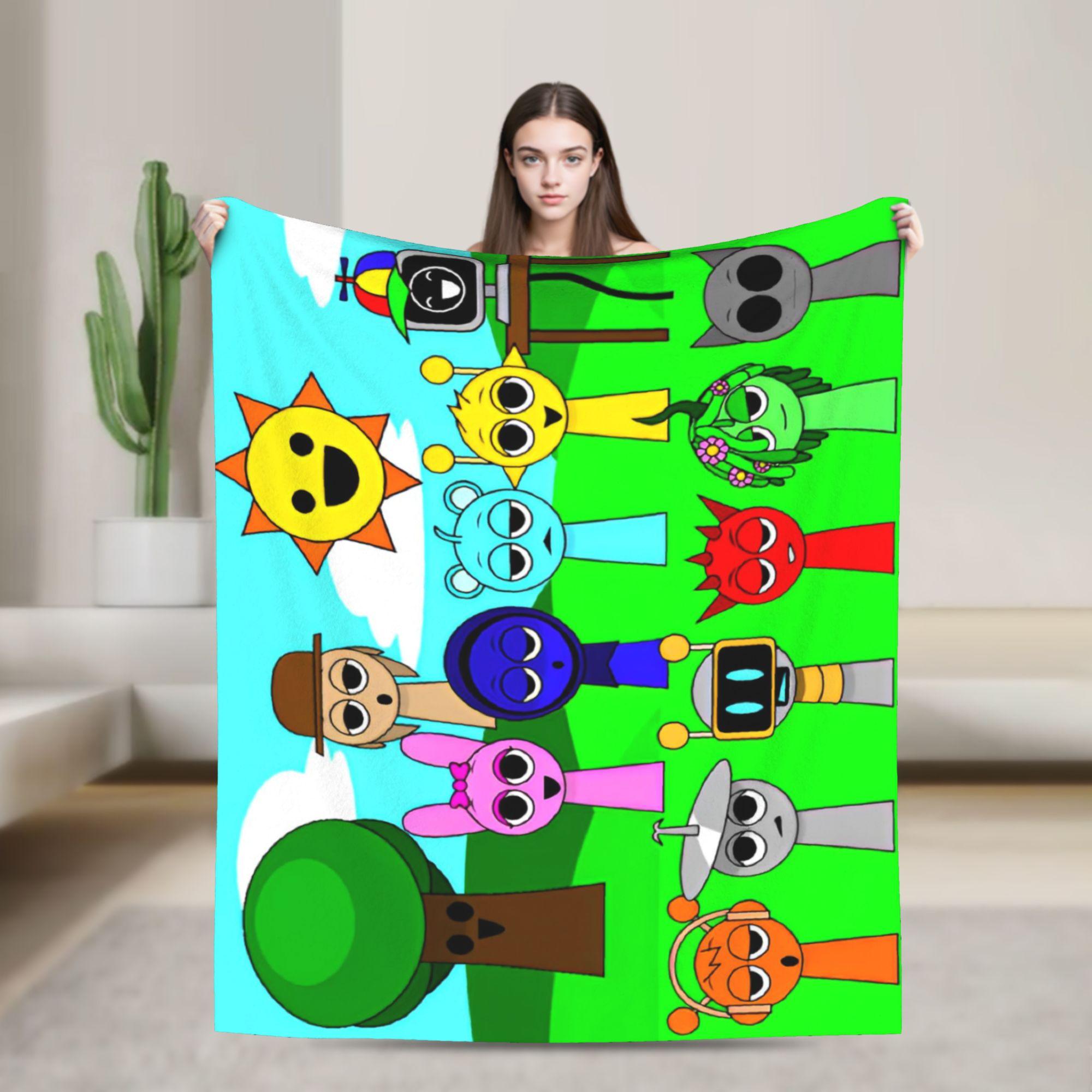 Sprunki Incredibox Grey Oren Funbot Flannel Throw Blanket Beats Game Blanket for Home Outdoor Lightweight Thin Bed Rug