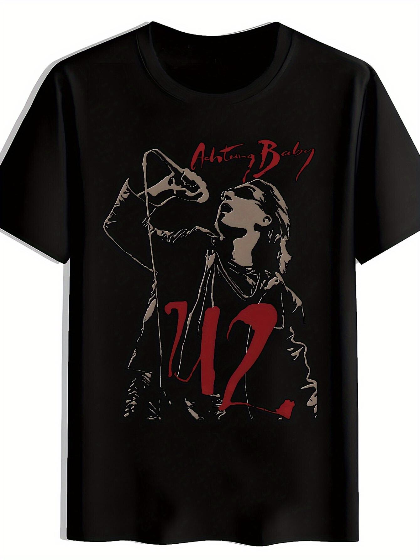 Vintage Rock Band Graphic T-shirt - Black Tee with Red Lyrics XXL