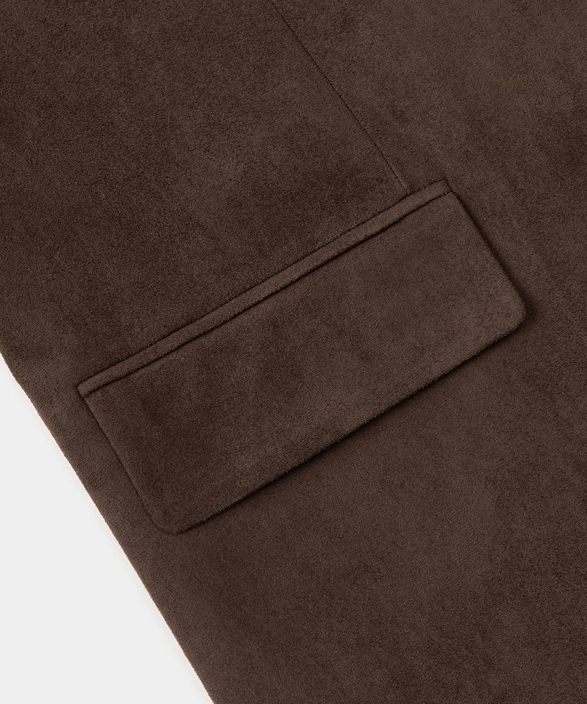 Excontainer Classic Button Suede Blazer (Dark Brown)