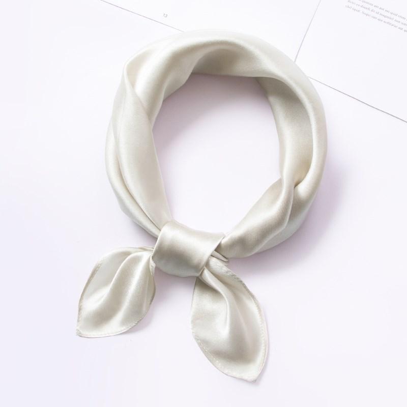 100% Silk Square Scarf  Women Solid Color Small Hangzhou Real Silk Bandana Luxury Neckscarf Pure Silk Satin Head Scarf 53X53CM