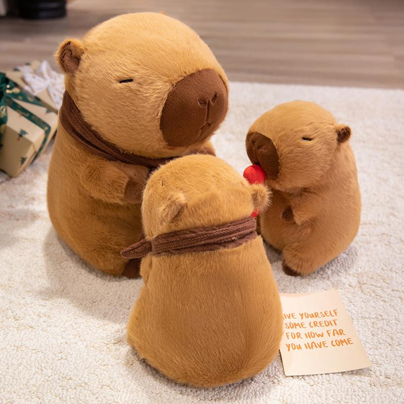 Capybara Plush Toy with Scarf- Cute Capybara Stuffed Animal for Adults - Soft and Kawaii Capibara Plushie