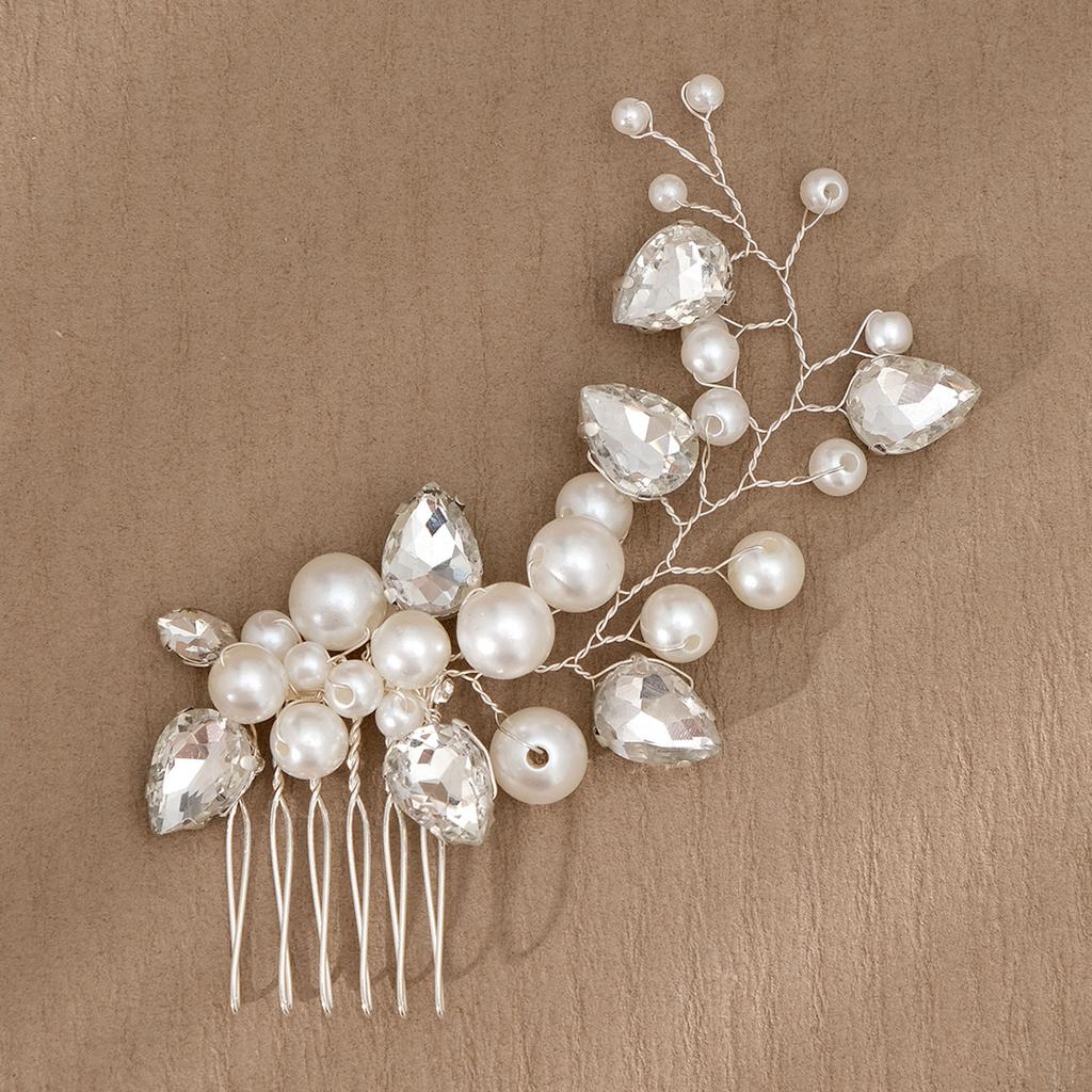 Elegant Women's Hairpin Gold Silver Leaf Pearl Hair Comb Korean Style Jewelry Wedding Hair Accessories For Girls New Year Gifts
