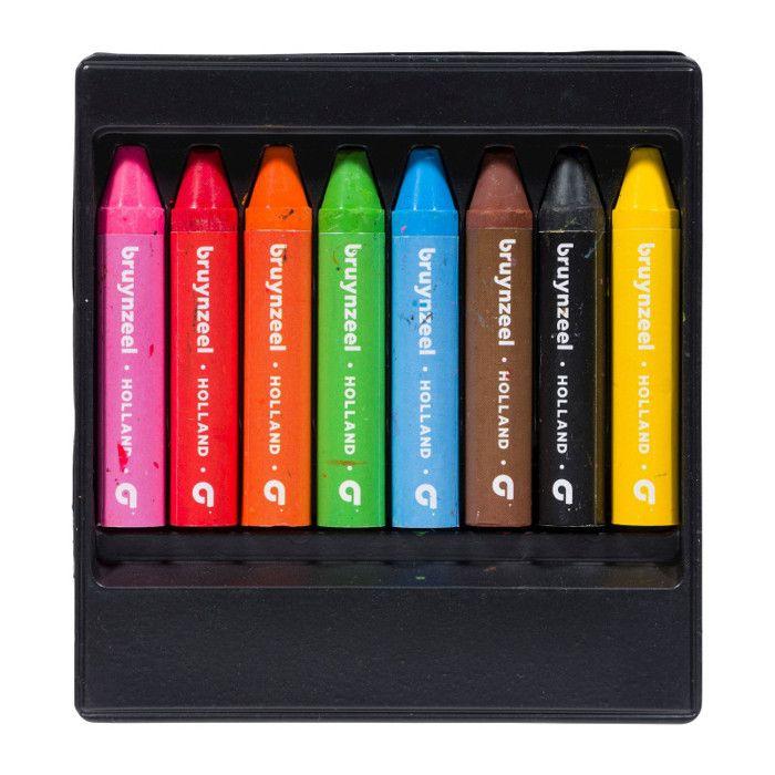 Crayons à la cire - BRUYNZEEL - Lot de 8 - Extra épais - Pour enfants - Couleurs vives