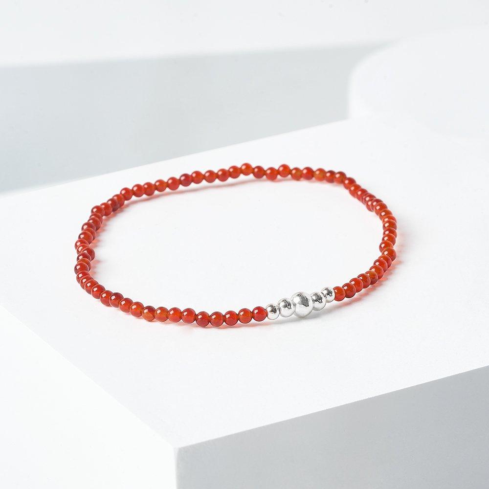 Silver925 Red Ball Onyx Gemstone Bracelet