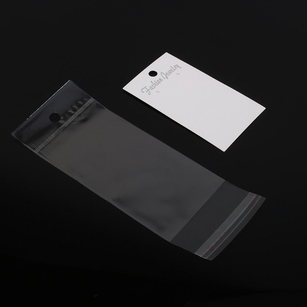 100pcs White Earring Display Cards With Self Adhesive Bags