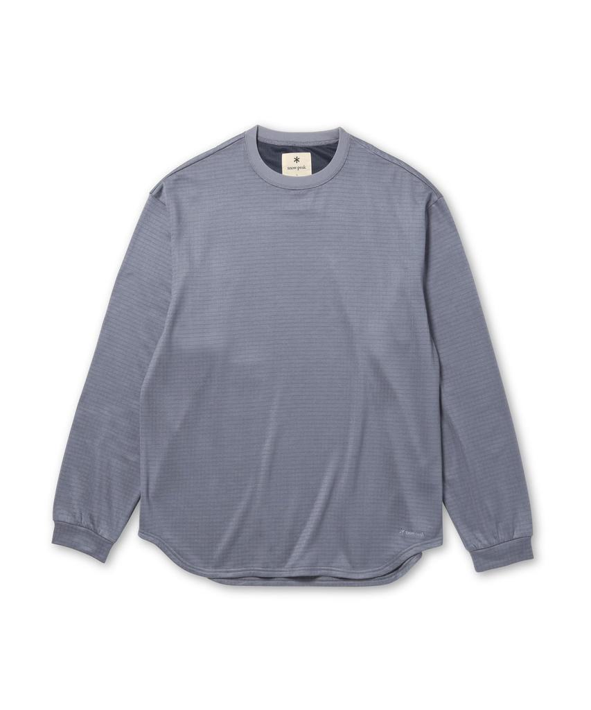 Snow Peak Fusion Grid Stretchable Grid Light XL L/S Pullover, Long-Sleeve Shirt, Blue