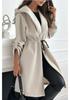 Cappotto con Cappuccio e Revers da Donna Europeo e Americano con Spalline 2026 - Stile Casual Autunno/Inverno a Manica Lunga