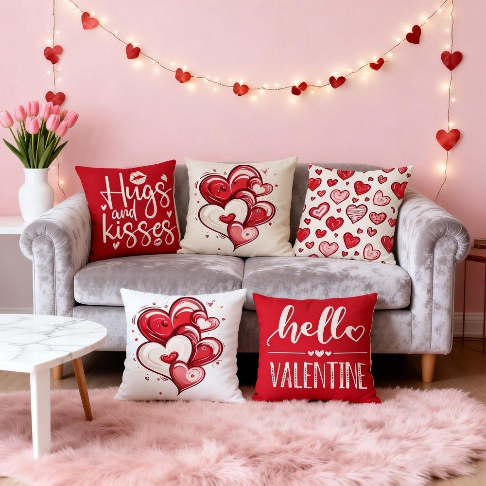 Red Valentine's Day Cushion Cover 45*45cm Throw Pillow Cover Decorative Pillowcase  Home Decor