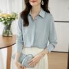 "Women's 2025 Spring Satin Shirt: Solid Color, Loose Fit, Trendy Korean Style"