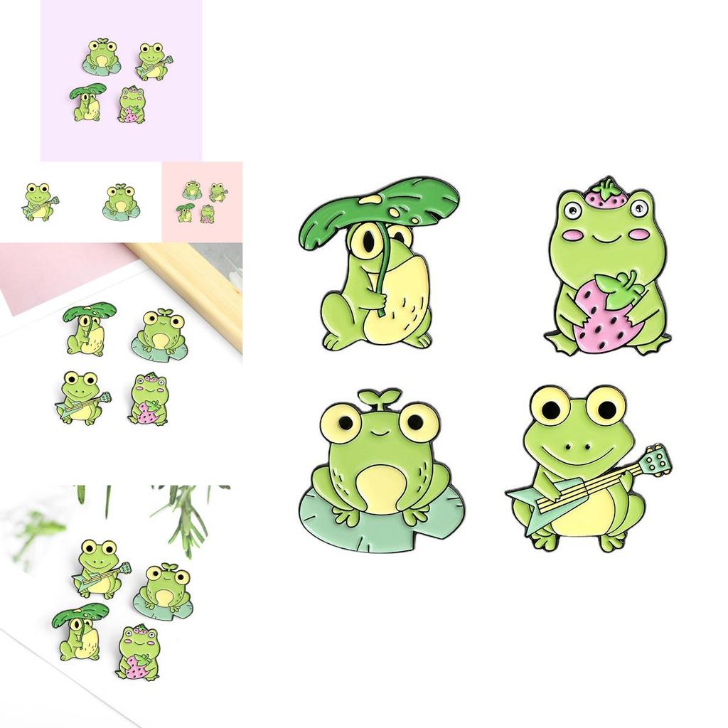 Adorable Cartoon Frog Musical Themed Cute Alloy Brooch Pin For Unisex Accessories