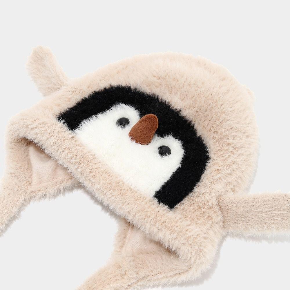 Breathable Cartoon Penguin Balaclava Hat Windproof Plush Penguin Hat  Outdoor Activities