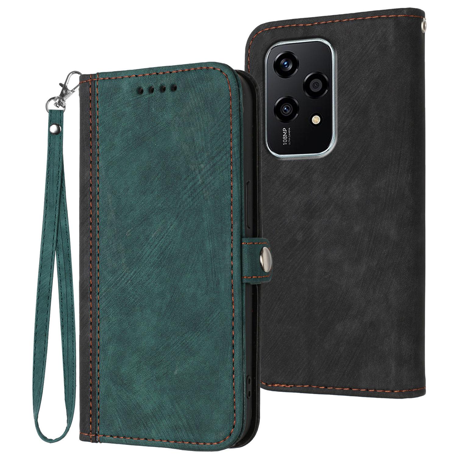 

YX0020 For Honor 200 Lite Case Dual Magnetic Clasps Leather Phone Cover Blackish Green