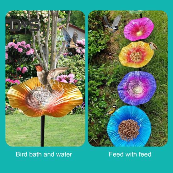Venkovní krmítko pro ptáky Květinový kůl Heavy Duty Venkovní zahrada Terasa Dvůr Trávník Kovová vana pro ptáky Miska Napájecí stanice Zařízení na krmení
