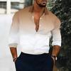 Men Collared Shirt Black White Gradient Solid Tone Long Sleeve Button Down Top