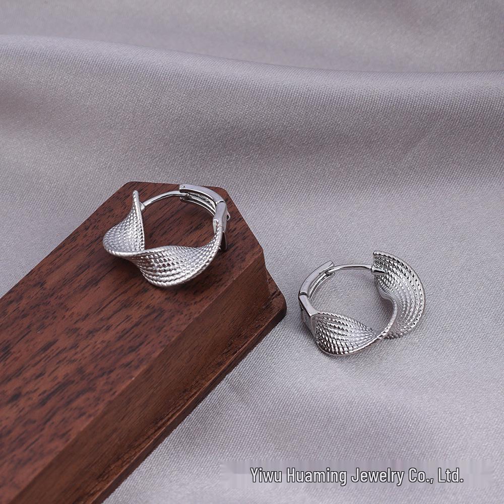 Silver Needle Circle Earrings, Fashionable High-End Copper Ear Hoops, Light Luxury, Versatile Jewelry Accessory.