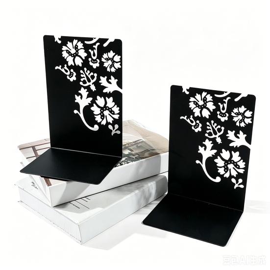 2 Pcs Metal Bookends L-Shaped Reinforced Support Book Holder with Non-Slip Pads