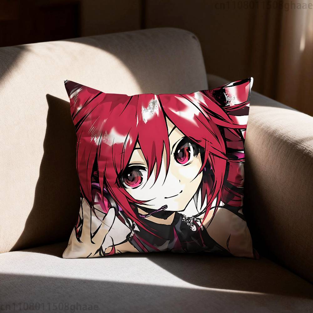 Virtual Singer KKasane Teto Pillow Case Antidustmite Pillowcase Invisible zipper silky short plush Sofa cushion cover