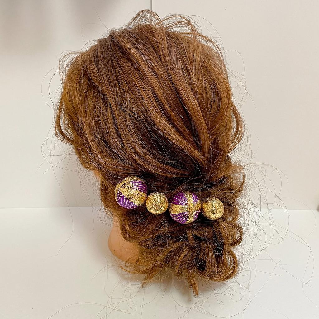 Japanese Hair Tamakanzashi and Gold Mizuhiki and Gold Perfect for and Perfect for Furisode and Ornament, (Purple Hairpin), Leaf, Coming-of-Age