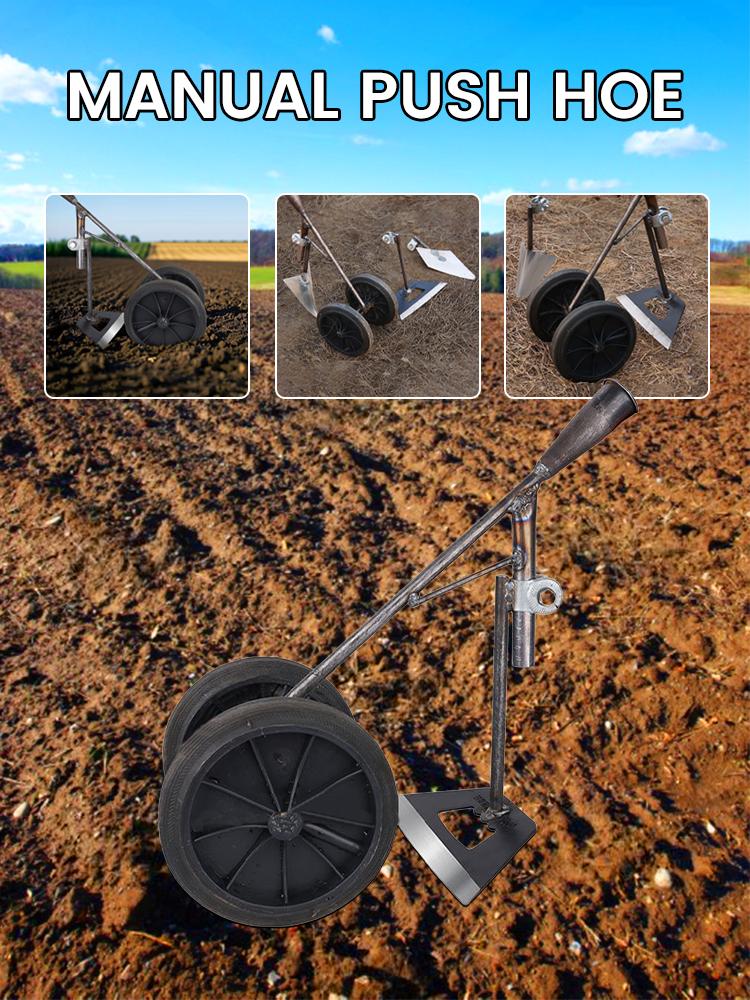 3 In 1 Multifunctional 2Wheels Power-Assisted Weeding Scarifying Hoe, Ditching And Scarifying Triangular Hoe, Agricultural Tools