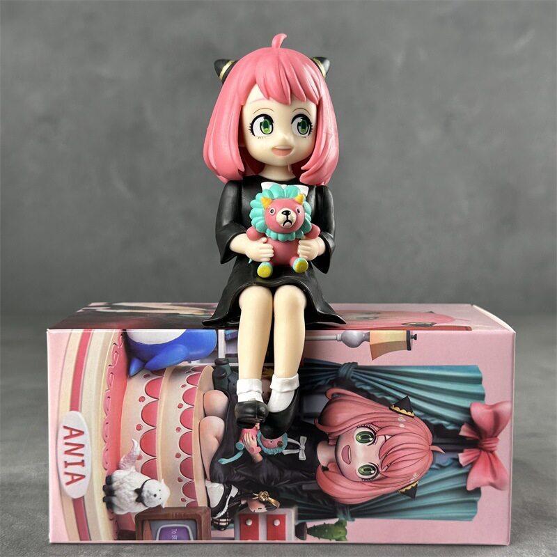Ania Spy X Family Anya Forger Anime Figure Pvc Model Kneeling Sitting Car Ornament Desktop Decoration Collectible Gift Boxed