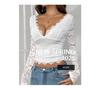 Y2K Sexy Deep V Cutout Lace Pullover - Spring/Summer 2025 Women's Top, European & American Sweet and Spicy Style