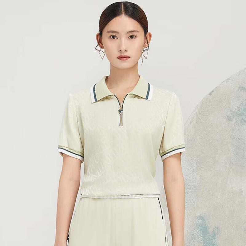 JESSIE Women s Colorblock Printed Short Sleeve Polo Shirt S