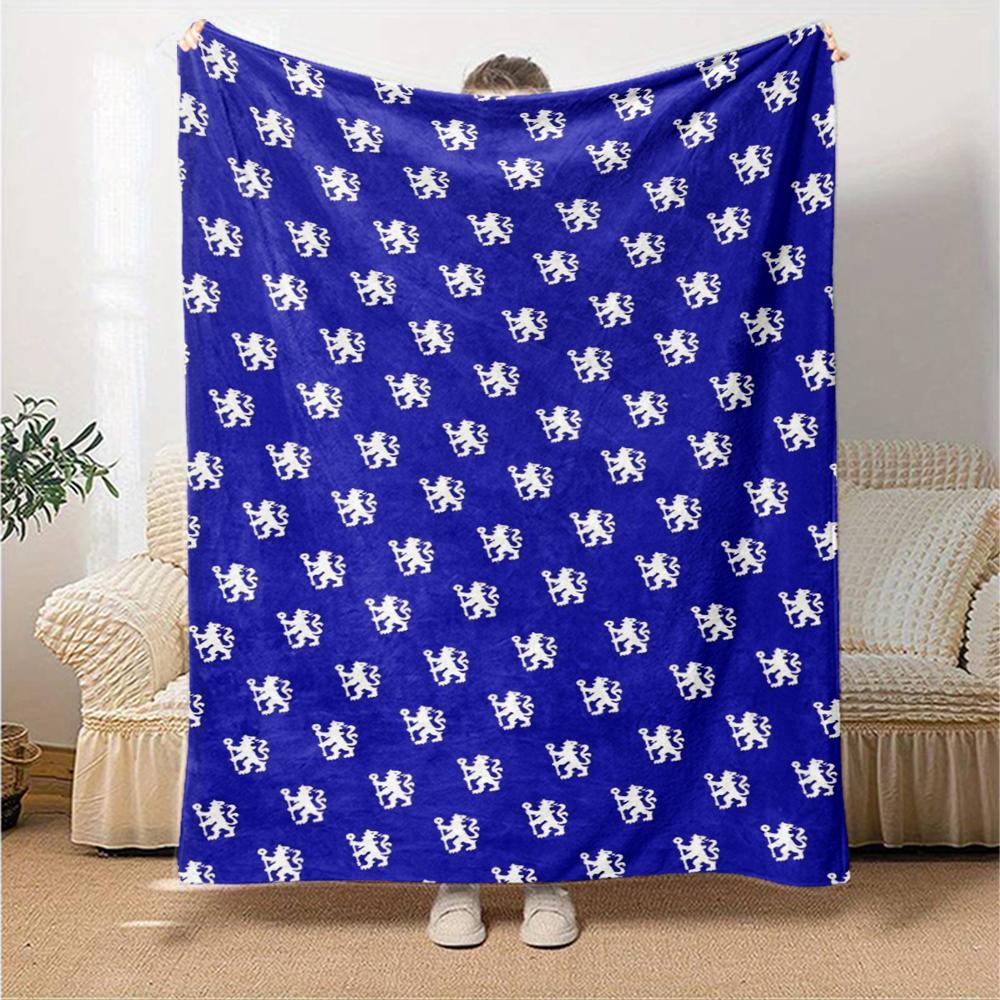 Chelsea Football Club Theme Printed Blanket - Perfect for Couch, Bed, Travel & Outdoor Use | Machine Washable, Cozy & Durable.