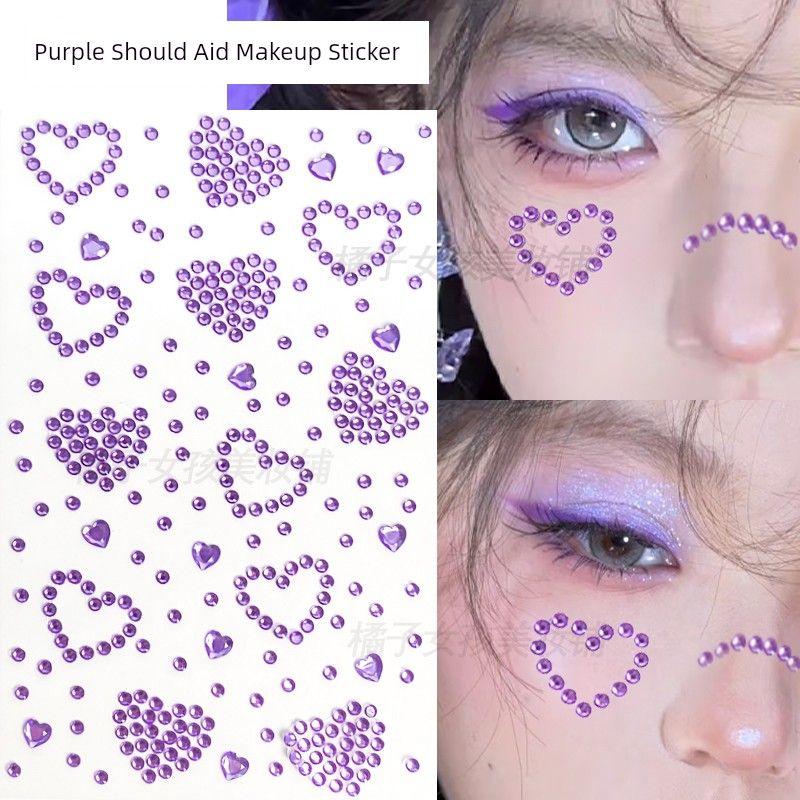 Music Festival Makeup Face Pasters Butterfly Ornament Star Moon Stick-on Crystals Concert Face Sticker Ornament Ornament Rhinestone Bright Diamond