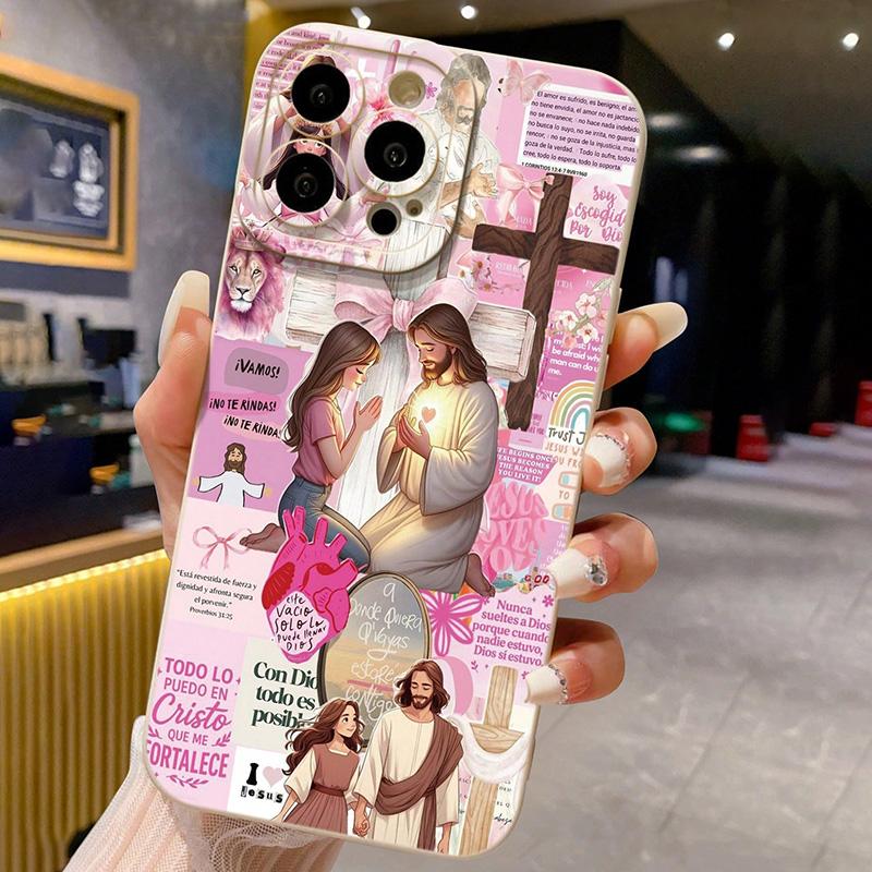 

Religious Colorful Painted Jesus TPU Soft Phone Case For iPhone 17 Pro Max Air 17E 16E 16 15 14 13 12 11 XS X XR 16 Plus Cover iPhone 14
