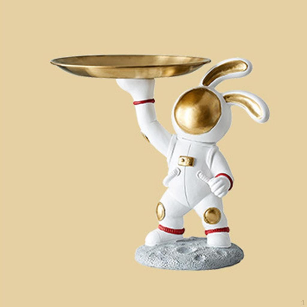 Bunny Astronaut Holder Fruit Sundries Sweets Bowl Figurine Vanity Decoration for Dresser Easter Gift