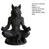 Yousheng 3D Printed Gothic Werewolf Meditation Statue, Zen Beast Warrior Sculpture with Round Base, Matte Black Fantasy Desk Decor, Unique Gift for