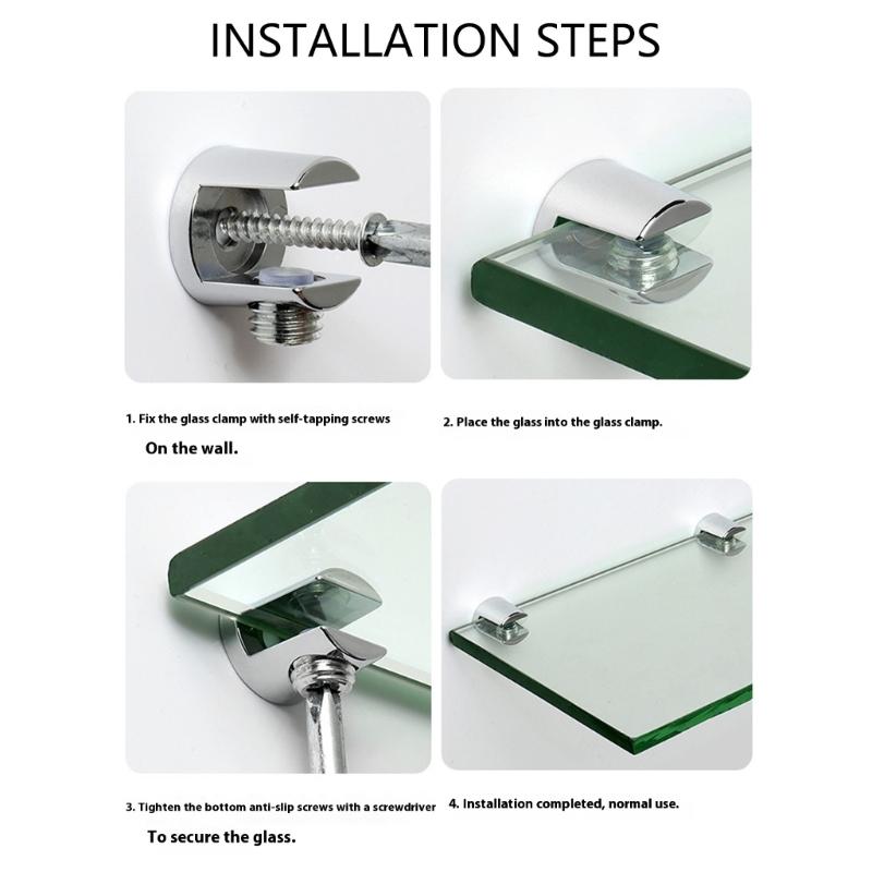 10Pcs Adjustable Zinc Alloy Glass Clip Cabinet Shelf Support Plates Bathroom Glass Holders for Fixing Bathroom Glass