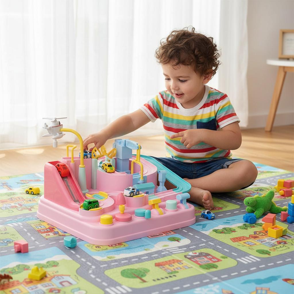 Racing Rail Car Modell Lernspielzeug Kinder Verfolgen Abenteuerspiel Gehirn Mechanische Interaktive Zugtiere Weltraumraketenspielzeug