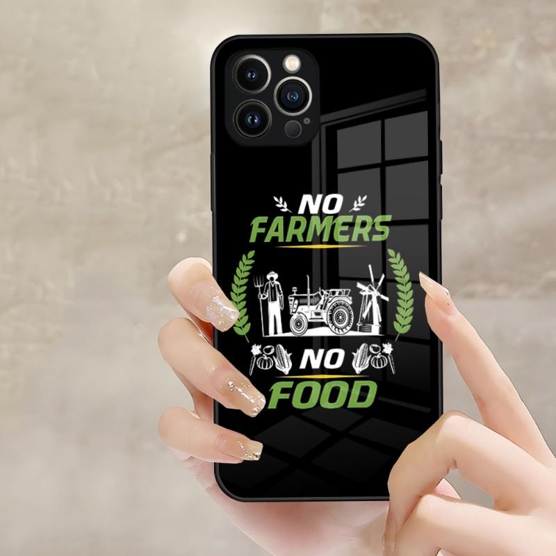 

No Farmers No Food Phone Case For Apple IPhone 14 Pro 12 11 13 Mini X XR XS Max 8 7 6 Plus SE 2020 Glass Design Back Cover iPhone6 6s