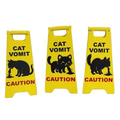 Funny Cats Vomit Caution Sign Humorous Desk Sign Gift for Cats Lover Cats Themed Home Office Decors Cats Vomits Warning Sign