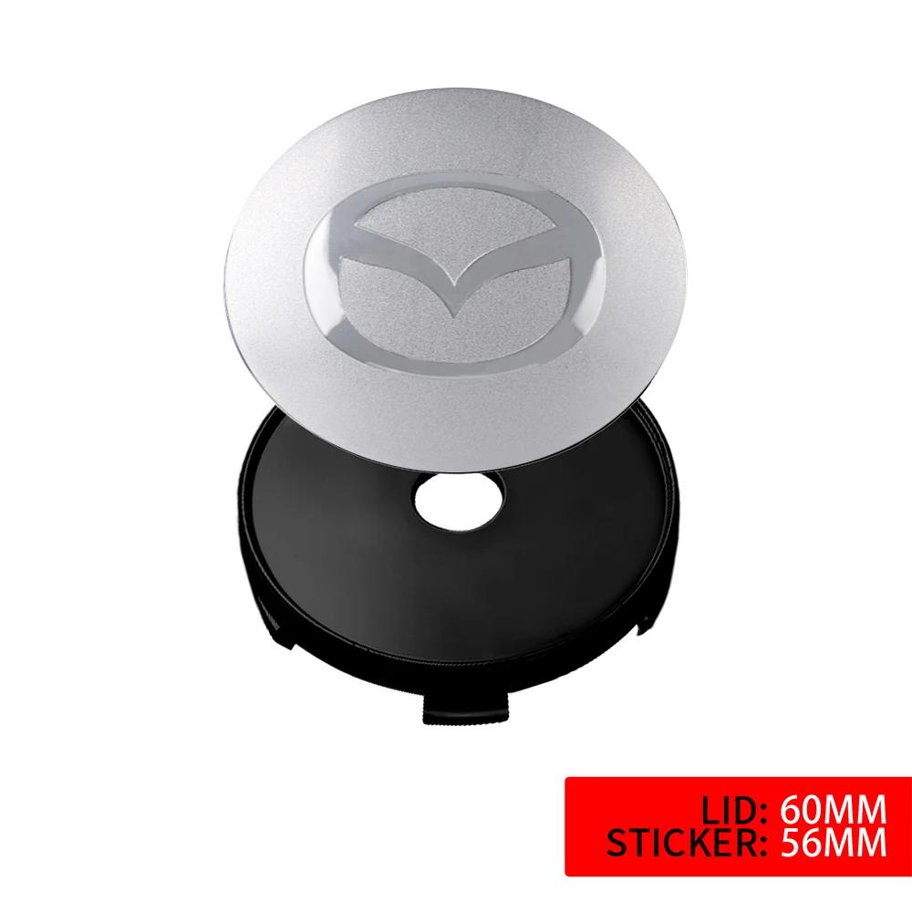 2025 Hot 4pcs 60mm Auto Wheel Center Hub Caps Cover Rim Sticker Badge For Mazda Axela 2 3 5 6 CX-5 CX 7 CX-9 MX-5 Decoration Car
