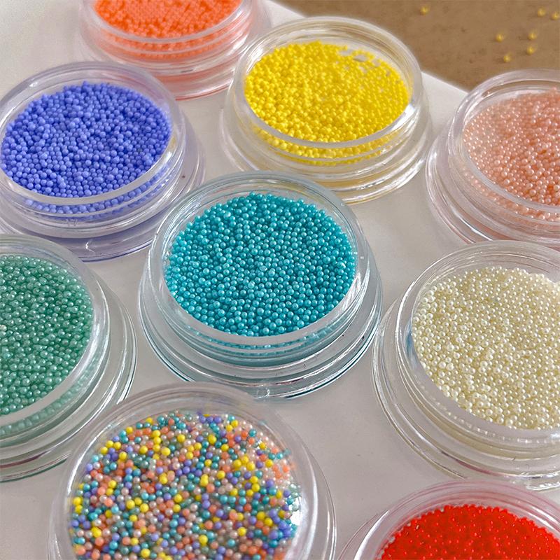 Nail Art Colored Beads Micro Mini Micro Iridescent Nail Charms Glitter Nails Art Tiny Bead Nail Art Pearls For Nail Decor