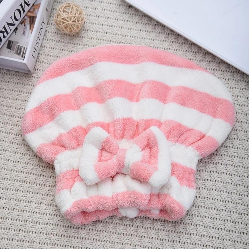 

1pc Women s Dry Hair Towel - Quick-Drying Hair Cap, Striped Shower Cap, Super Absorbent Bath Accessory, Hair Bonnet