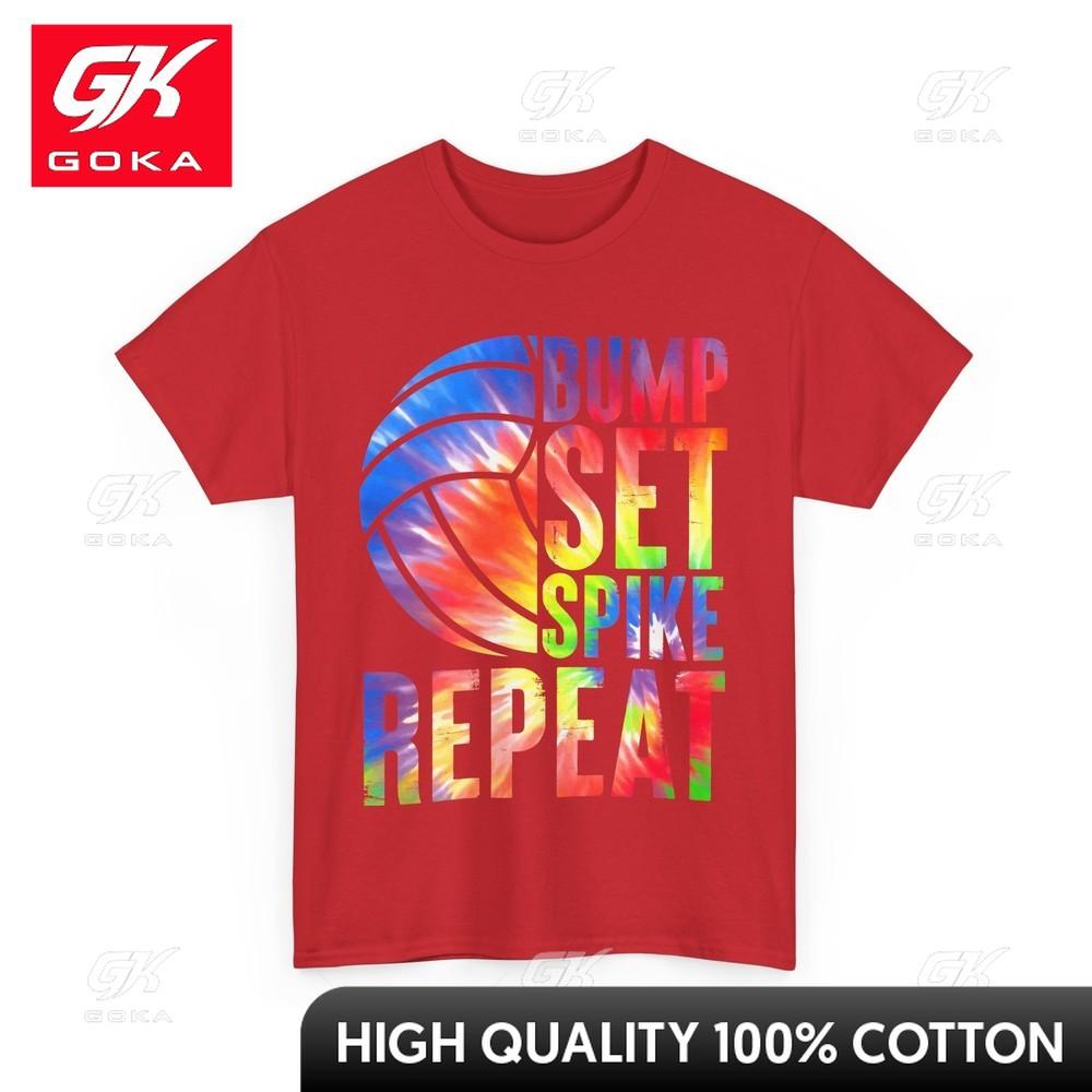 

Volleyball Shirt Bump Set Spike Repeat Sports Lovely Crew Neck Breathable Cotton Graphic Casual Tee for Everyday Casual S